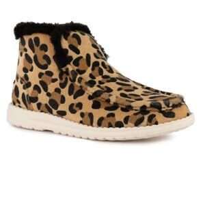 Ocean and Coast Leopard Print Fur-Lined Ankle Booties